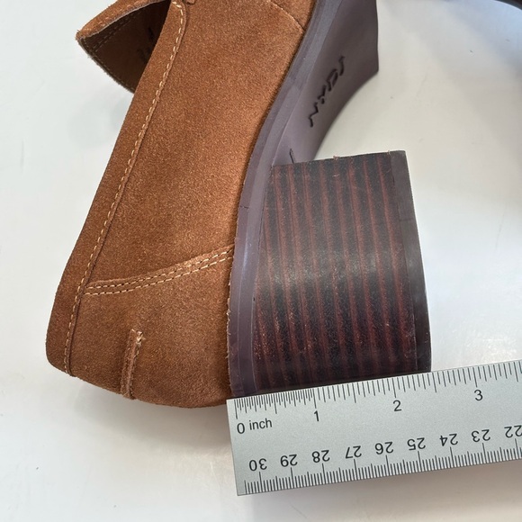 NYDJ Anella Heeled Loafers Women's 8M Cognac Brown Suede Slip On Shoes - Picture 10 of 16